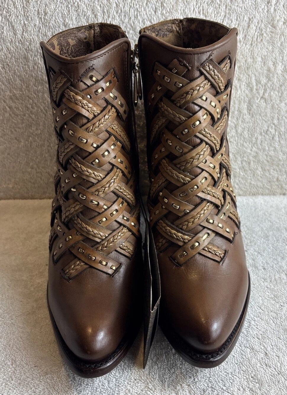 Cuadra Ladies Ankle Brown Leather Booties Size 7 M 83427
